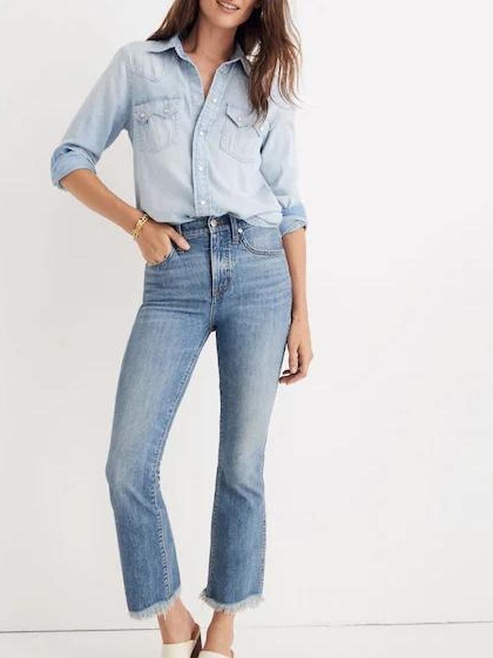 Madewell Cali Demo Boot cut jeans frayed bottom